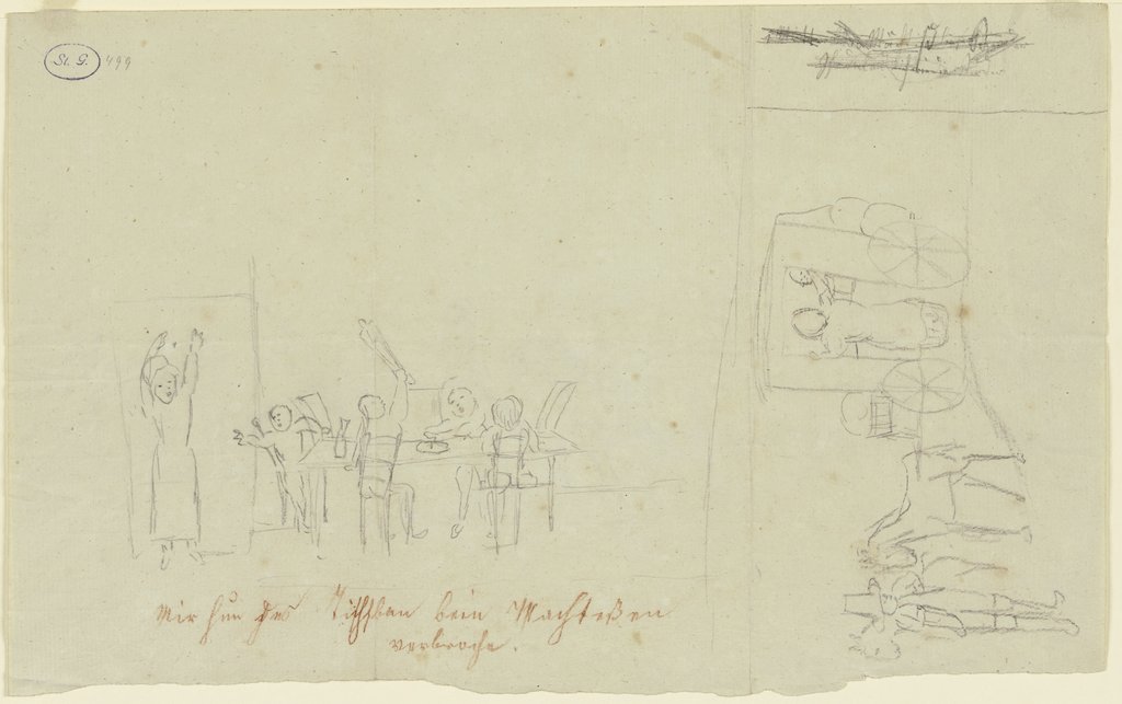 Kinder an einer Tafel; Kutsche, Franz Pforr