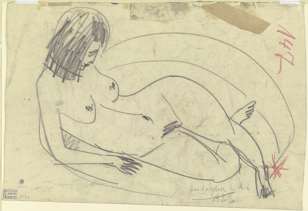 Reclining female nude, Ernst Ludwig Kirchner