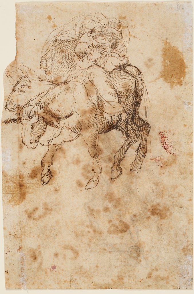 Frau mit Kind auf einem Esel (Maria mit dem Kind), Lelio Orsi