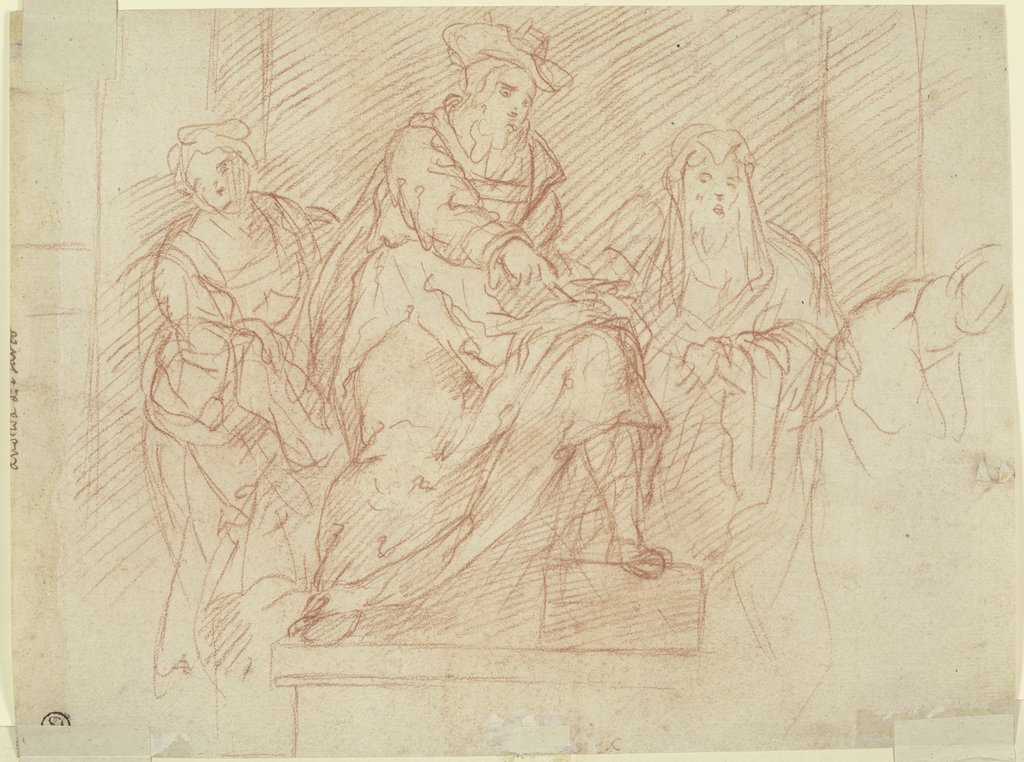 Herodes-Gruppe im Wandfresko der Gefangennahme des Heiligen Johannes des Täufers im Chiostro dello Scalzo, Florenz, Andrea del Sarto;   ?