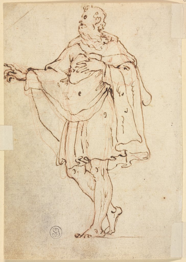 Stehender Mann mit kurzem Mantel nach links, Cristoforo Roncalli;   ?