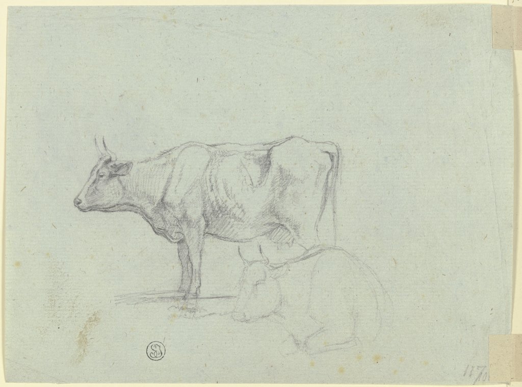 Zwei Rinder, stehend und liegend, Max Joseph Wagenbauer