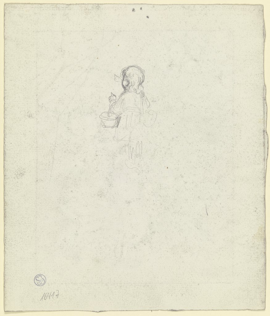 Mädchen mit Korb in Rückansicht, Otto Scholderer