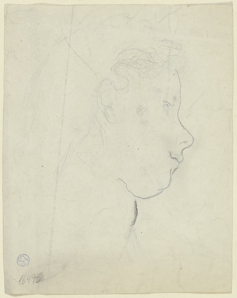 Kopf eines jungen Mädchens im Profil nach rechts, Otto Scholderer