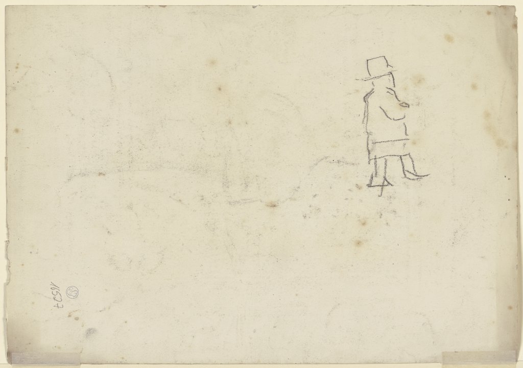 Schreitender Mann mit Hut im verlorenen Profil nach rechts, Otto Scholderer