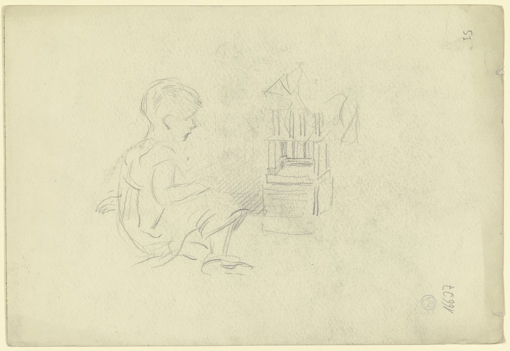 Sitting child at play, Otto Scholderer
