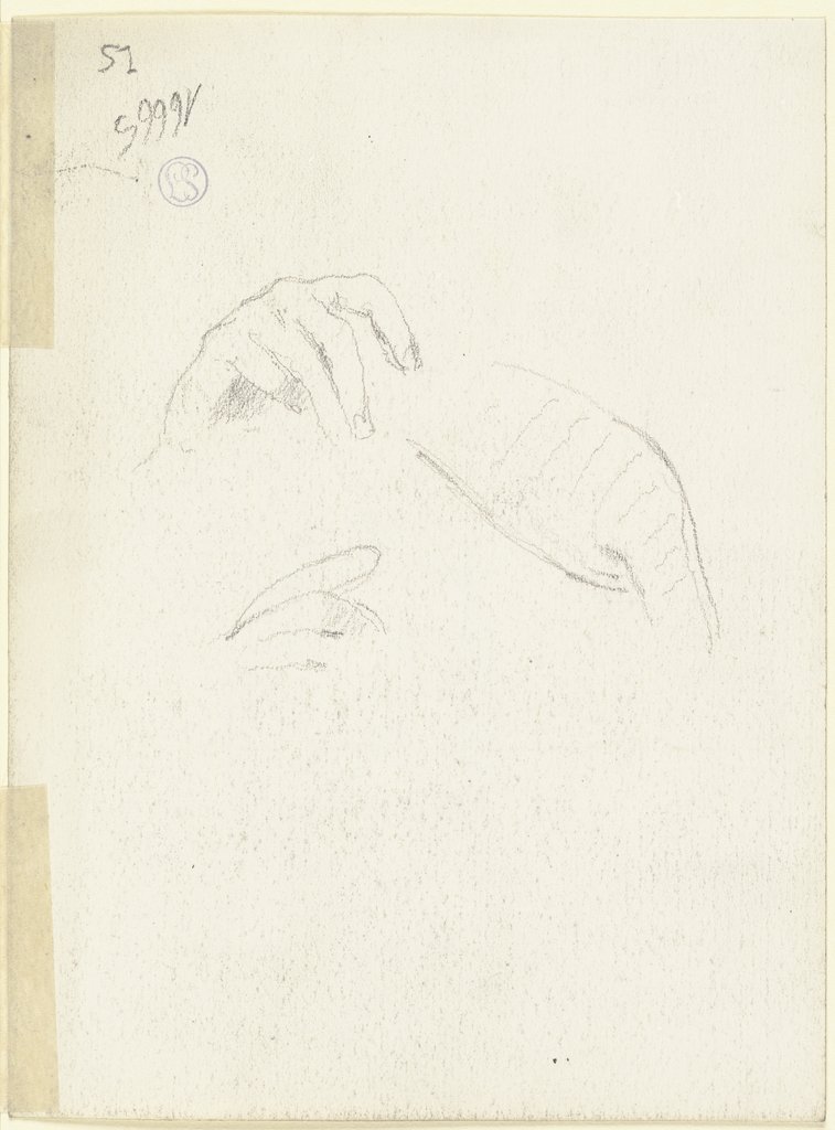 Zwei Hände und eine Draperie (?), Otto Scholderer