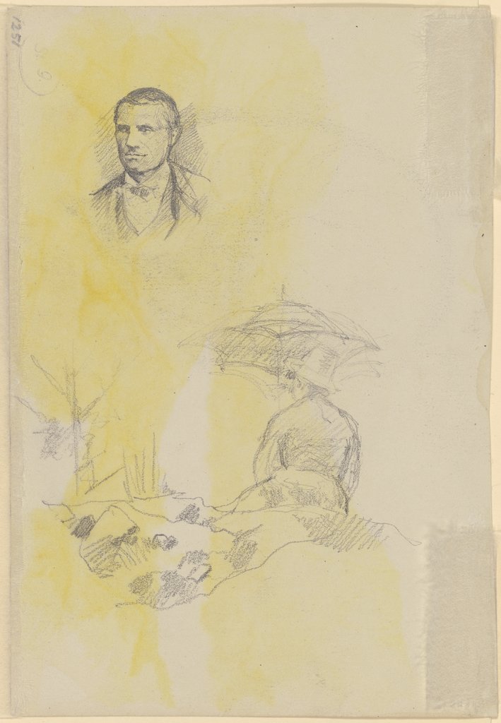 Männerporträt und Maler mit Sonnenschirm, Louis Eysen