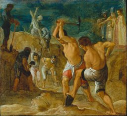 The Frankfurt Altarpiece of the Exaltation of the True Cross:
The Digging for the Cross (bottom middle left)