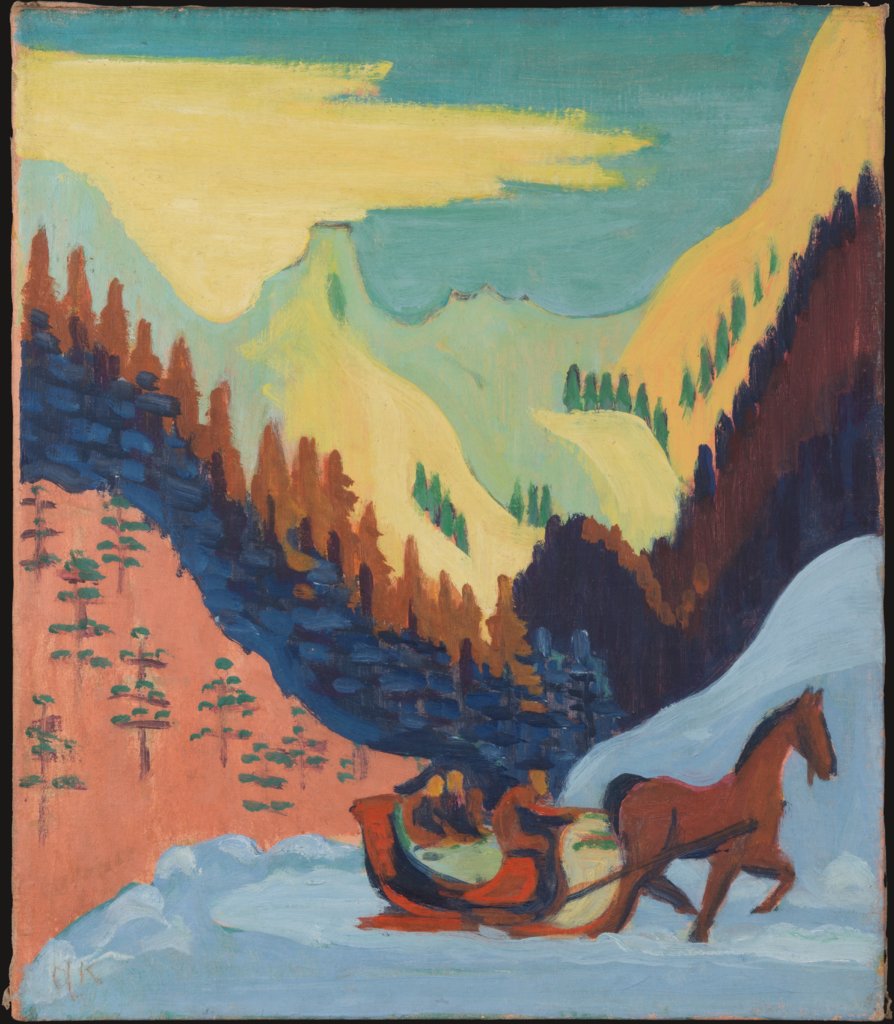 Schlittenfahrt im Schnee, Ernst Ludwig Kirchner