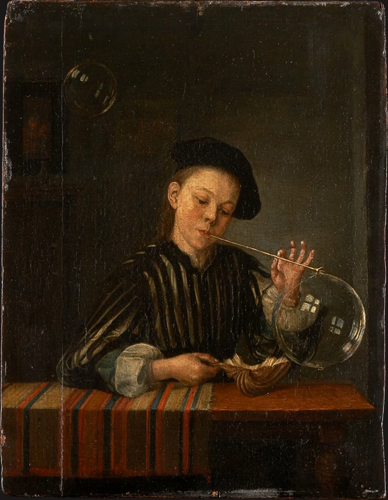 A Boy Blowing Soap Bubbles, Dutch Master of the 18th Century