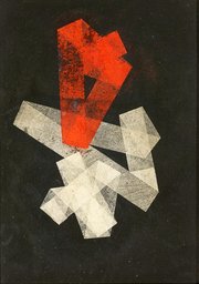 Folded Strips in Red and White on Black