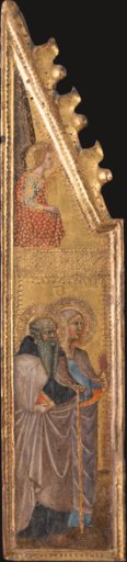 Hl. Antonius Abbas, weibliche Heilige mit Fackel (?), Verkündigungsengel
