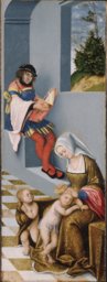 Mary Salome and Zebedaeus (with the features of John the Constant) with their sons St. James the Greater and St. John the Evangelist