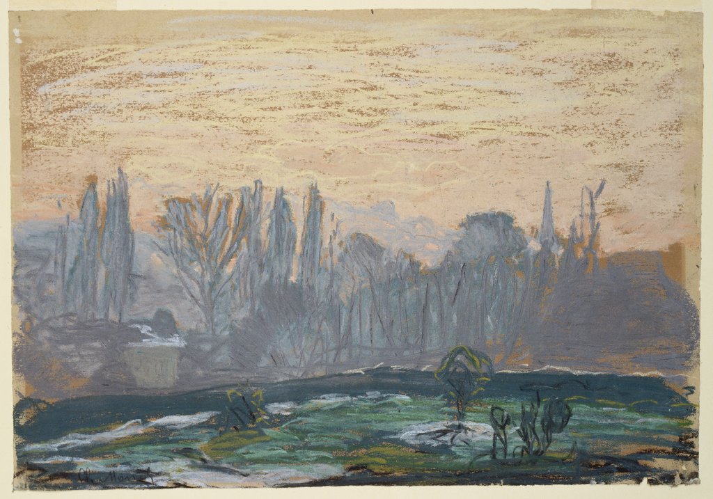Winterliche Landschaft mit Abendhimmel, Claude Monet