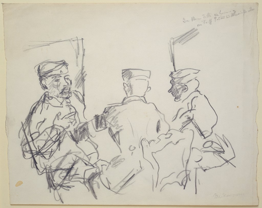 Three soldiers in uniform sitting on chairs, Max Beckmann