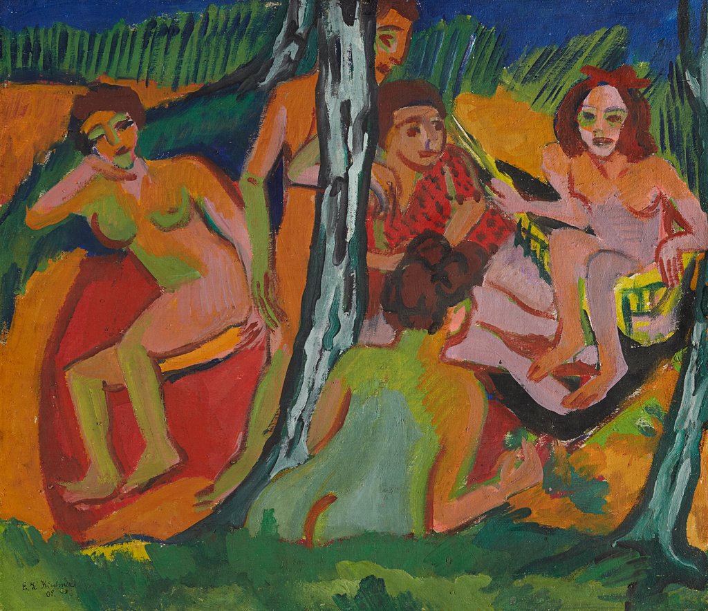 Szene im Wald (Moritzburger Teiche), Ernst Ludwig Kirchner