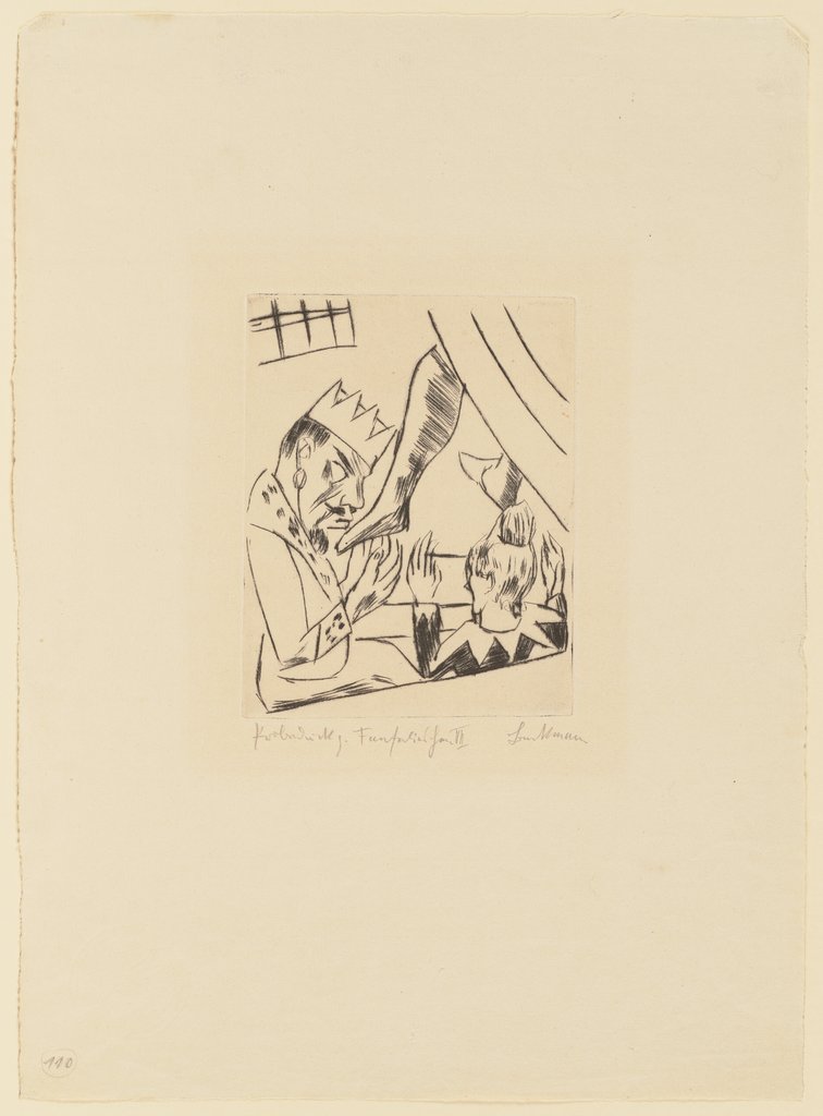 König Jerum, den Fuss der Prinzessin Ursula von Bärwalde küssend, Max Beckmann