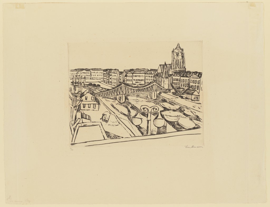 City View with 'Eiserner Steg' (Iron Bridge), Max Beckmann