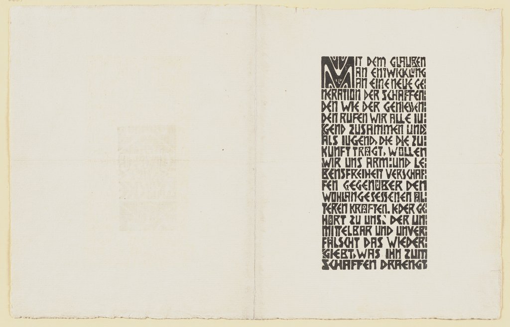 Manifesto of the Brücke artists’ group (text), Ernst Ludwig Kirchner