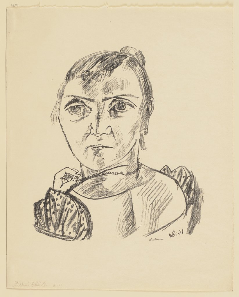 Weiblicher Kopf nach hinten gedreht (Bildnis Fridel Battenberg), Max Beckmann