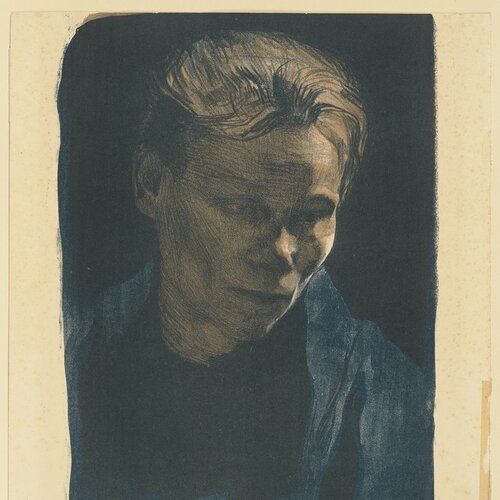 Half-Length Portrait of a Working-Class Woman with a Blue Shawl, Käthe Kollwitz