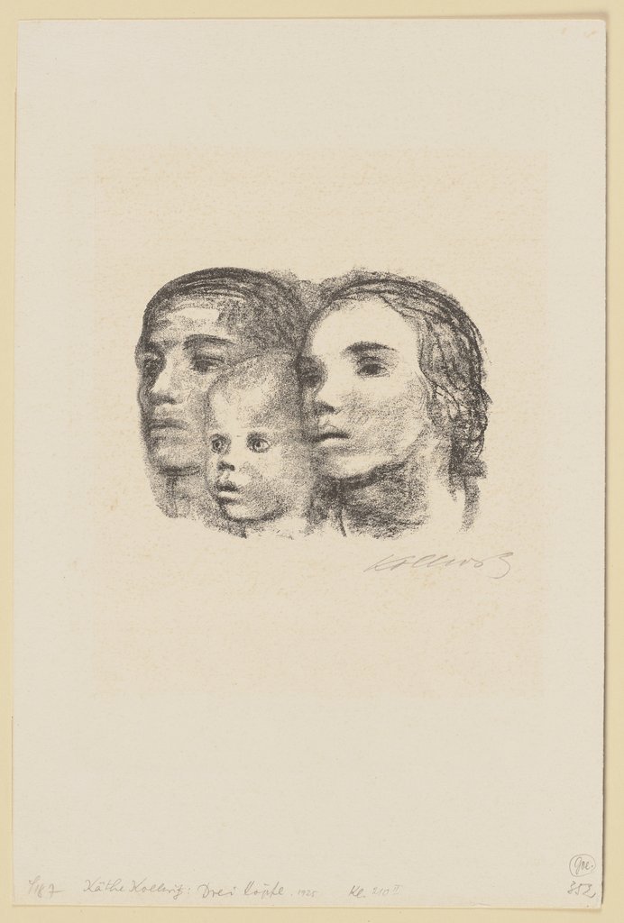 Drei Köpfe: Mann, Frau und Kind, Käthe Kollwitz