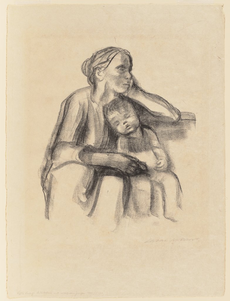 Arbeiterfrau mit schlafendem Jungen, Käthe Kollwitz