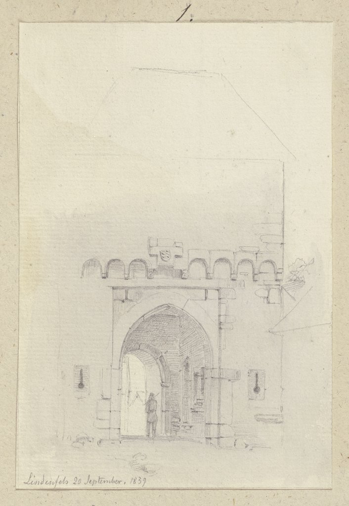 Lindenfels, Haupttor in der Burgstraße von Nord-Osten, Carl Theodor Reiffenstein