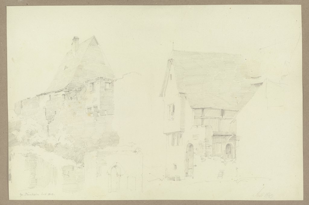 Stadtmauerabschnitt und Häuser in Steinheim, Carl Theodor Reiffenstein