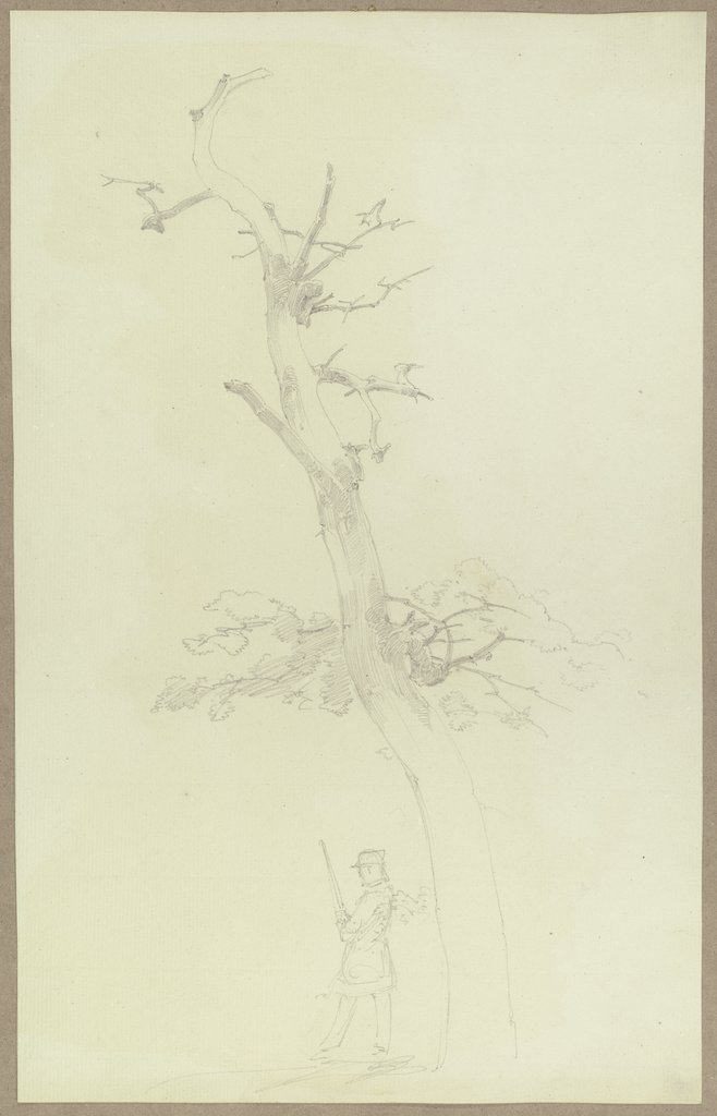 Kahler Baum, darunter ein Jäger, Carl Theodor Reiffenstein