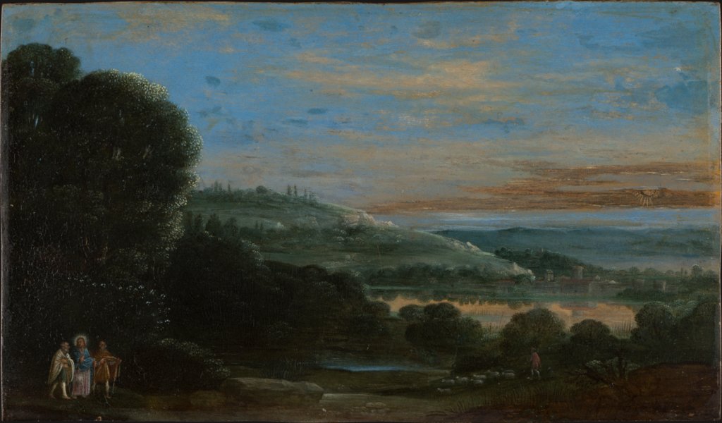 Landscape with the Walk to Emmaus, copy after Johann König