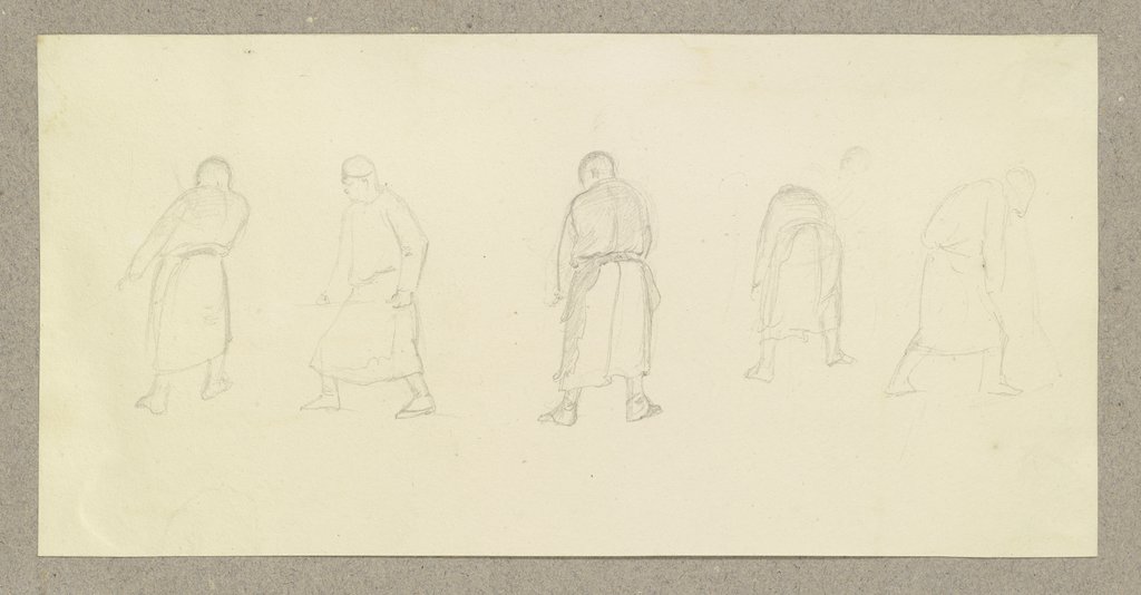 Arbeitende Gestalten, zumeist in Rückansicht (ein Schmied beim Ausschmieden der Luppe unter dem Vorschlaghammer?), Carl Theodor Reiffenstein