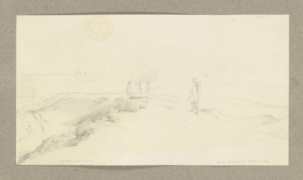 Zwei Personen, von der Bockenheimer in Richtung der Galluswarte wandernd, Carl Theodor Reiffenstein