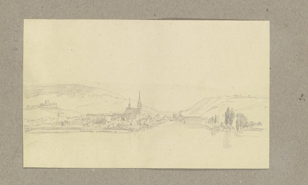 Bingen with the mouth of the Nahe, Carl Theodor Reiffenstein