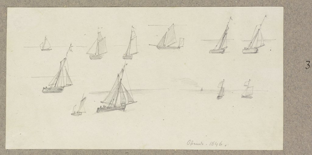 Study sheet: Sailing ships, Carl Theodor Reiffenstein