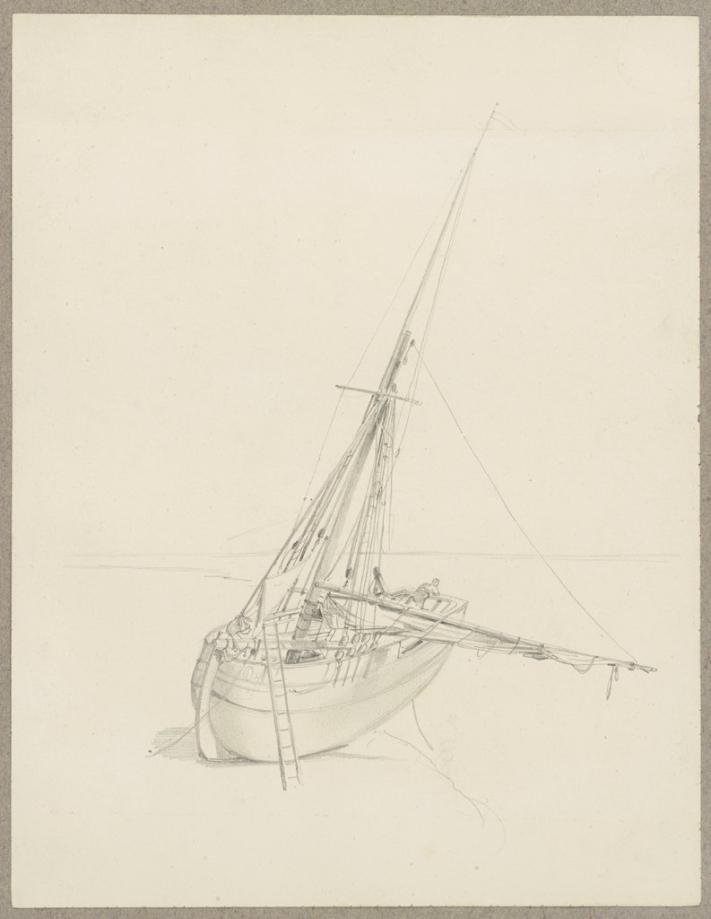 Am Strand bei Ostende liegendes Segelschiff, Carl Theodor Reiffenstein