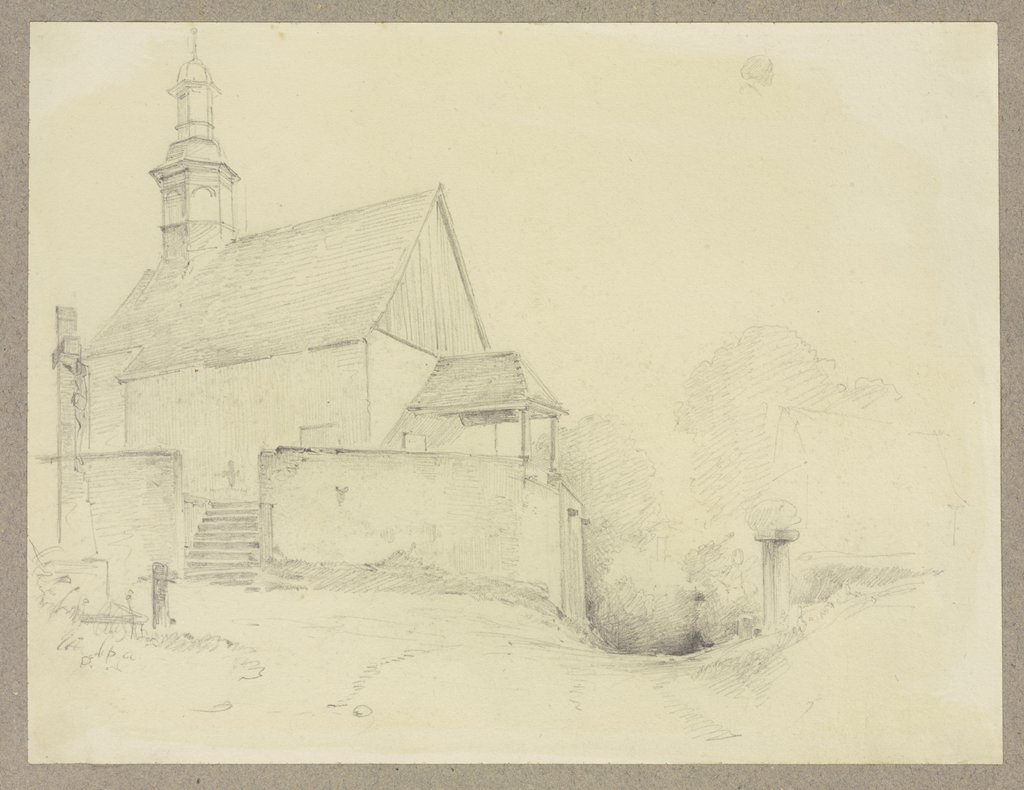 Kapelle, an der ein Hohlweg vorbeiführt, Carl Theodor Reiffenstein