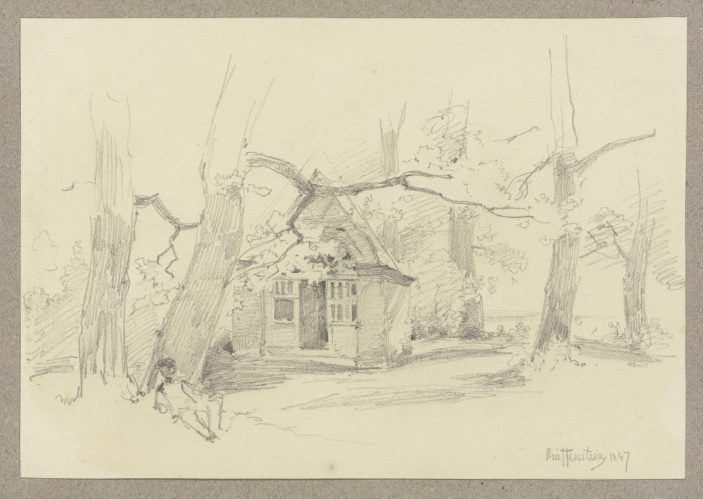 Von Bäumen umstandenes Häuschen, Carl Theodor Reiffenstein