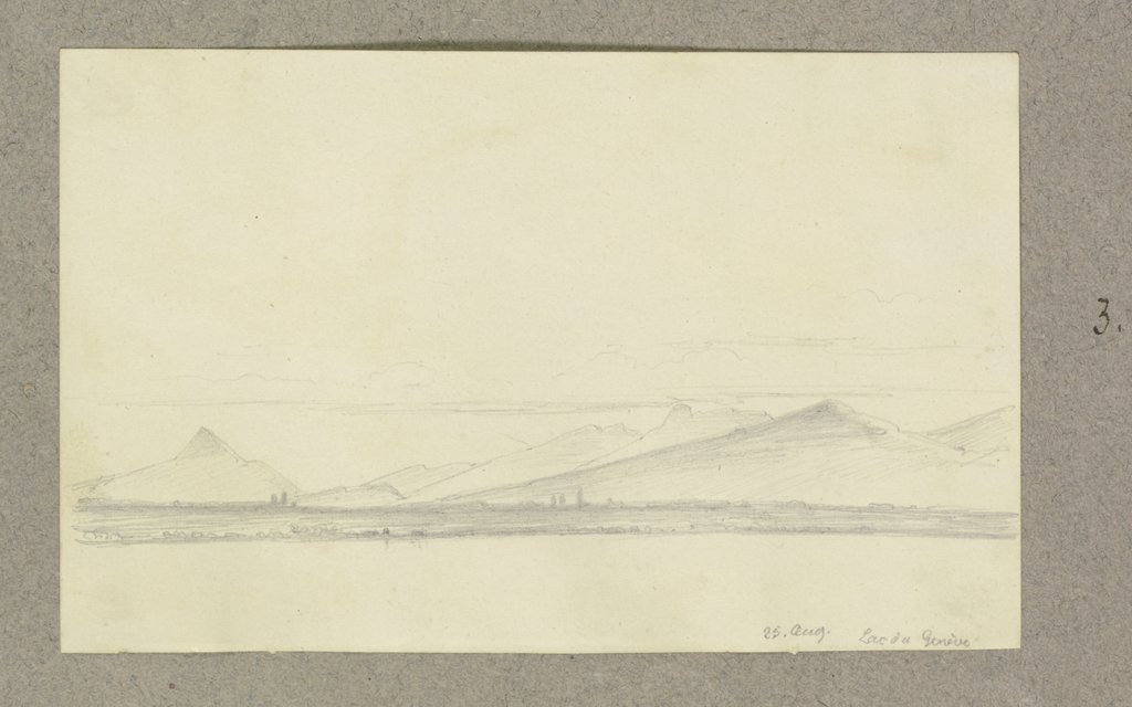 Lake Geneva with mountain range, Carl Theodor Reiffenstein