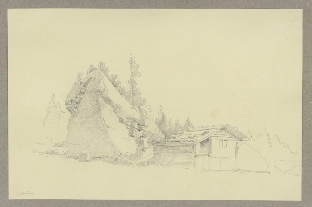 Hütte an einem Felsen im Gasteren-Thal, Carl Theodor Reiffenstein
