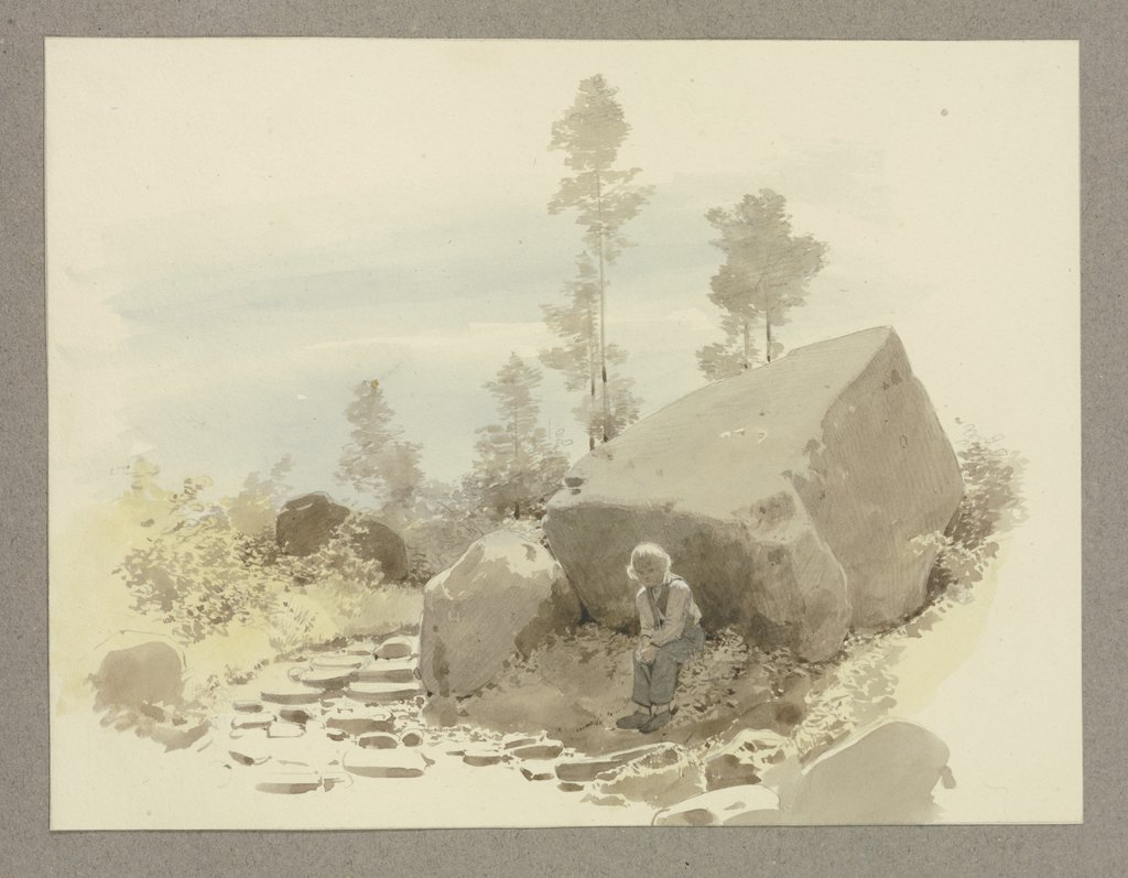 Junge bei einem Felsen sitzend, Carl Theodor Reiffenstein
