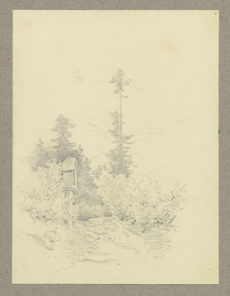 Bildstock in einem Wald, Carl Theodor Reiffenstein