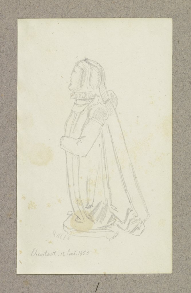Skulptur einer knienden weiblichen Stifterfigur nach links, Carl Theodor Reiffenstein