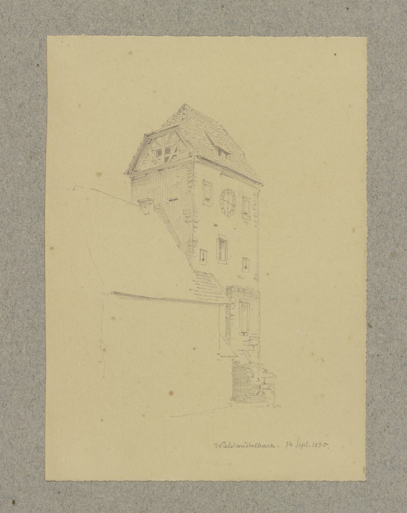 Turm mit einer Uhr in Waldmichelbach, Carl Theodor Reiffenstein