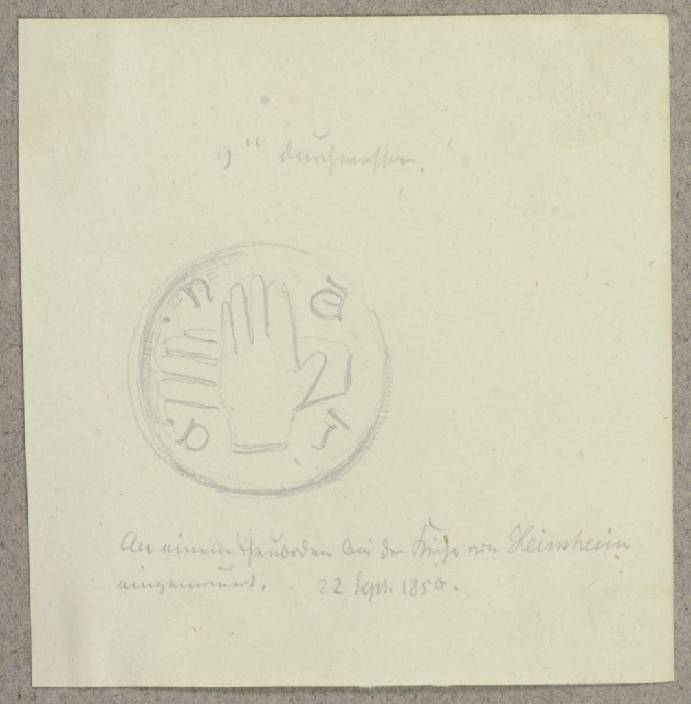 Rundstein mit übereinandergelegten Händen, Carl Theodor Reiffenstein