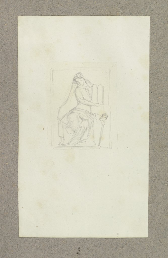 Relief mit einer allegorischen weiblichen Sitzfigur, eine Schrifttafel vorhaltend, Carl Theodor Reiffenstein