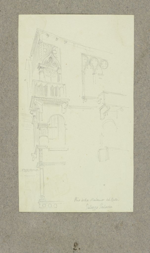Fassadendetail des Palazzo Mastelli del Cammello am Rio della Madonna dell'Orto in Venedig, Carl Theodor Reiffenstein