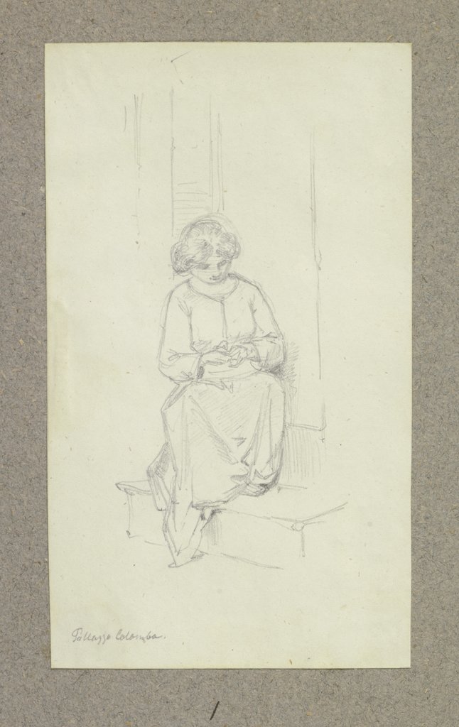 Mädchen, in Venedig auf einer Treppe sitzend, Carl Theodor Reiffenstein