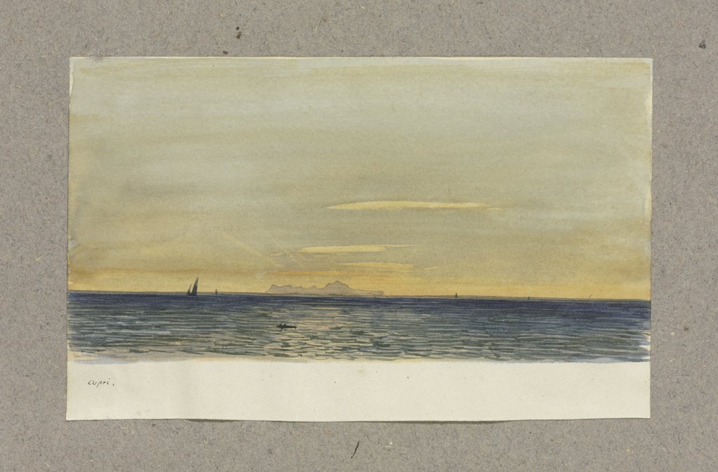 Die Silhouette von Capri erhebt sich im Abendlicht aus dem Meer, Carl Theodor Reiffenstein